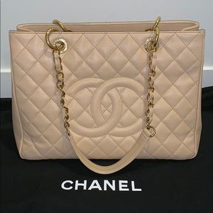 Chanel GST Beige Caviar Leather with Gold Hardware